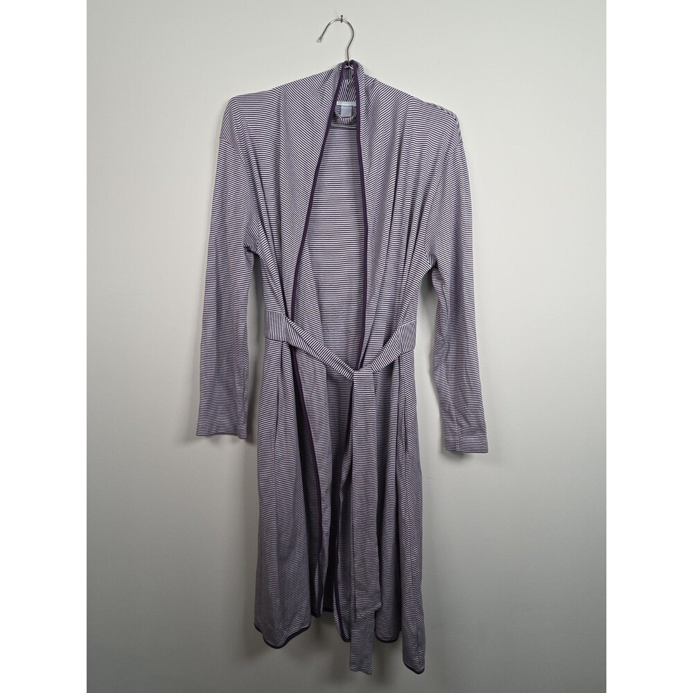 Lake Robe Small Pima Cotton Hydrangea Purple Stripe Kimono Long Sleeve Lounge